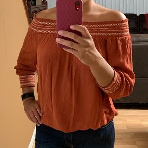 INC International Concepts off the shoulder orange top
